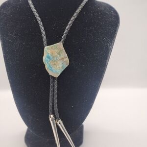 Artisan Blue and Tan Stone Bolo Necktie